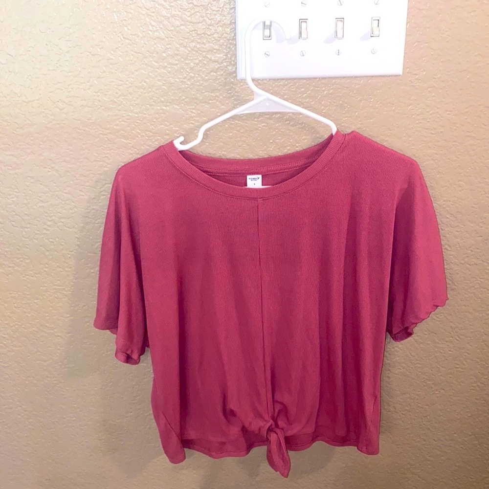 Old Navy- Pink short sleeve with tie- adult small
